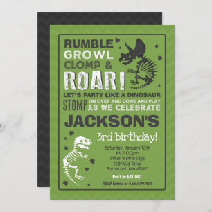 Dinosaur Anniversaire Invitation Dinosaur Fossil P