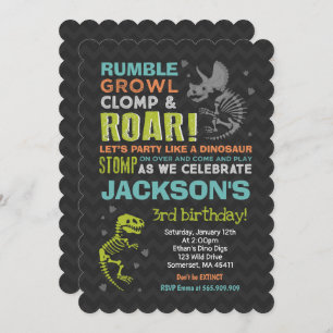 Dinosaur Anniversaire Invitation Dinosaur Fossil P
