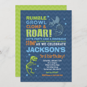 Dinosaur Anniversaire Invitation Dinosaur Fossil P