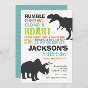 Dinosaur Anniversaire Invitation Dinosaur Fossil P