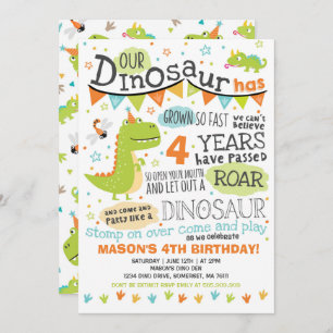 Dinosaur Anniversaire Invitation Dinosaur Roar Par