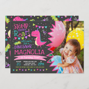 Dinosaur Anniversaire Invitation Fille Dinosaur