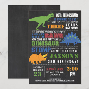 Dinosaur anniversaire invitation garçon chalkboard