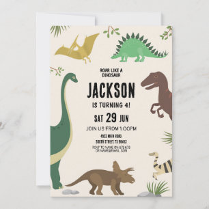 Dinosaur Anniversaire Invitation Party Garçons Din