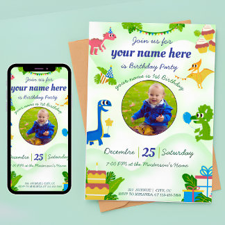 Dinosaur Anniversaire Invitations pour enfants Din