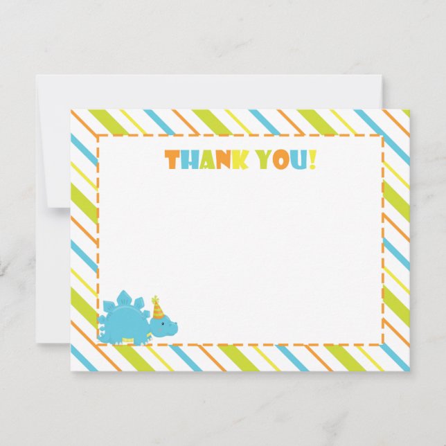 Dinosaur Anniversaire Merci Appartement Carte A2 (Devant)