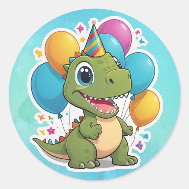 Dinosaur autocollant pour la fête d'anniversaire (Devant)