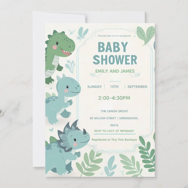 Dinosaur Baby Boy Douche modifiable carte pour gar (Devant)