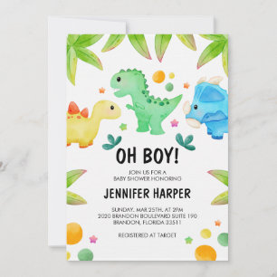 Dinosaur Baby shower Invitation Modèle, ÉDITABLE