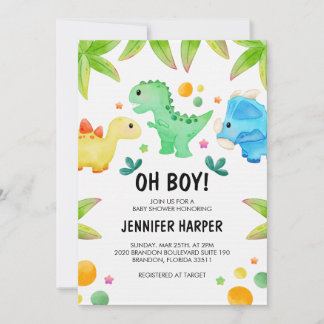 Dinosaur Baby shower Invitation Modèle, ÉDITABLE
