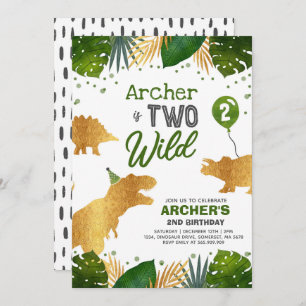 Dinosaur Birthday Invitation Two Wild Dinosaur Par