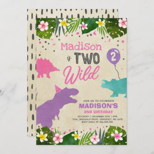 Dinosaur Birthday Invitation Two Wild Dinosaur Par