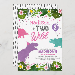 Dinosaur Birthday Invitation Two Wild Dinosaur Par