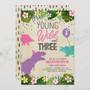 Dinosaur Birthday Invitation Wild Et Three Dino Pa
