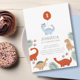 Dinosaur Boys 1er Anniversaire Fête Invitation