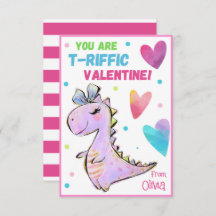 Dinosaur Carte Saint-Valentin pour les enfants Vou