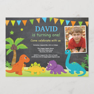 Dinosaur Chalkboard Invitation Dino Party