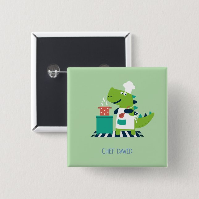 Dinosaur chef badge (Devant & derrière)