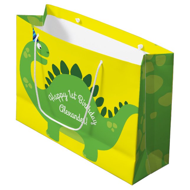 Dinosaur Cute 1er Anniversaire Cadeau Sac (Devant Angle)