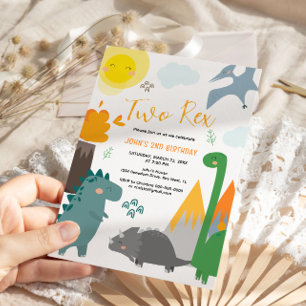 Dinosaur Deux Rex 2e Invitation de fête d'annivers