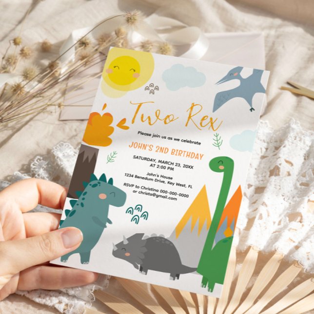 Dinosaur Deux Rex 2e Invitation de fête d'annivers (Créateur téléchargé)