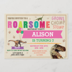 Dinosaur Dig Anniversaire T-Rex Dino Invitation ro