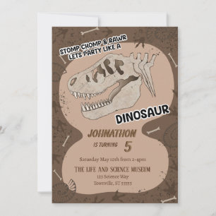 Dinosaur Dino Fossil Anniversaire Fête Invitation