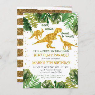 Dinosaur Drive By Birthday Parade Invitation
