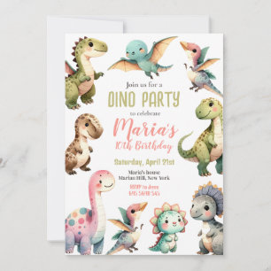 Dinosaur Enfants Dino Anniversaire Fête Invitation
