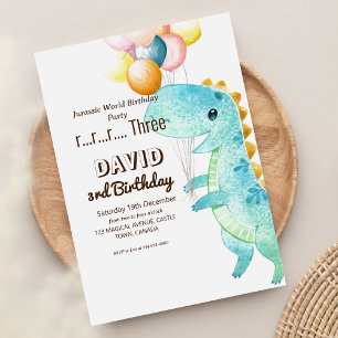 Dinosaur et Ballons Anniversaire Invitation