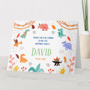 Dinosaur fête d'anniversaire thème Carte de remerc