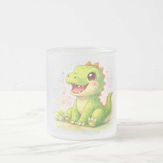 Dinosaur Frosted Glass Mug (Centre)