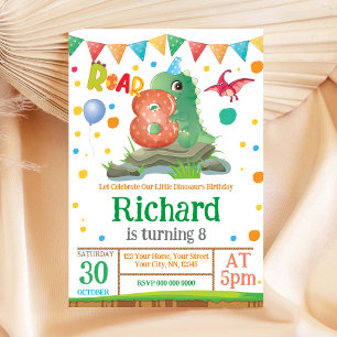 Dinosaur garçon 8e anniversaire Invitation