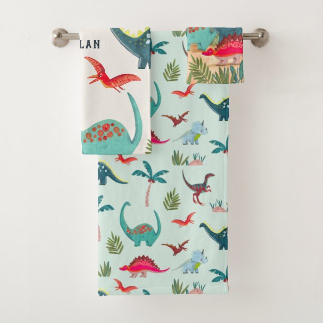 Dinosaur garçon bleu monogramme tout imprimé enfan (En situation)