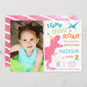Dinosaur Girl T-rex Invitation d'anniversaire