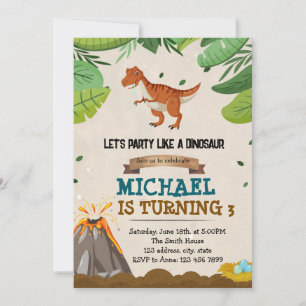 Dinosaur invitation à la douche d'anniversaire