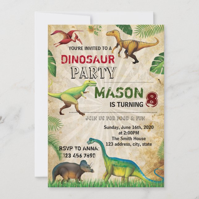 Dinosaur invitation anniversaire (Devant)