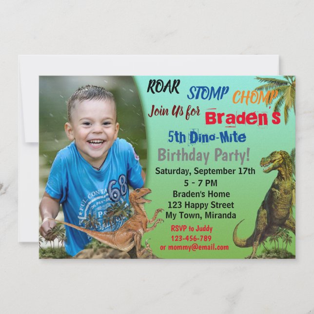Dinosaur invitation anniversaire (Devant)