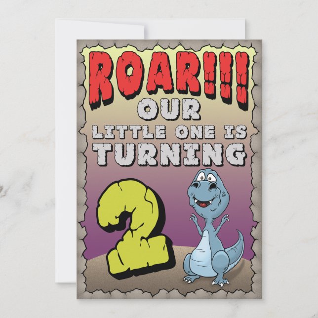 Dinosaur Invitation Anniversaire 2 Ans (Devant)