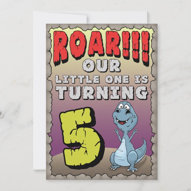 Dinosaur Invitation Anniversaire 5 Ans (Devant)