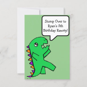 Dinosaur Invitation Anniversaire Carte Green Flat