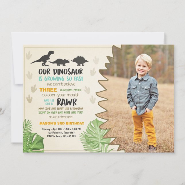 Dinosaur invitation anniversaire Dinosaur Invitati (Devant)