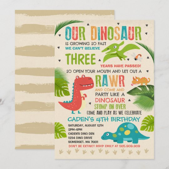 Dinosaur Invitation Anniversaire Dinosaur T Rex Zazzle Fr