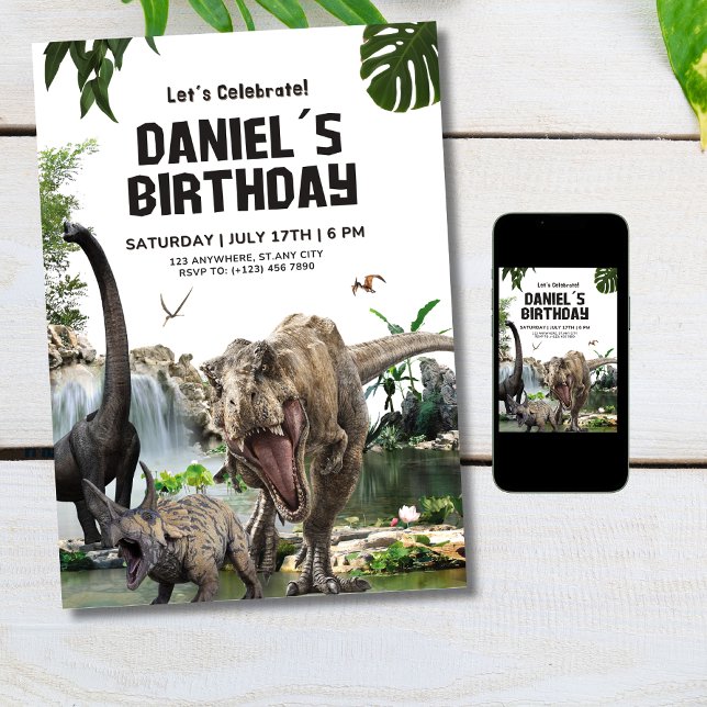 Dinosaur invitation anniversaire T REX Anniversair (Créateur téléchargé)