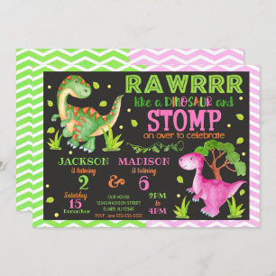 Dinosaur Invitation d'anniversaire conjointe pour 