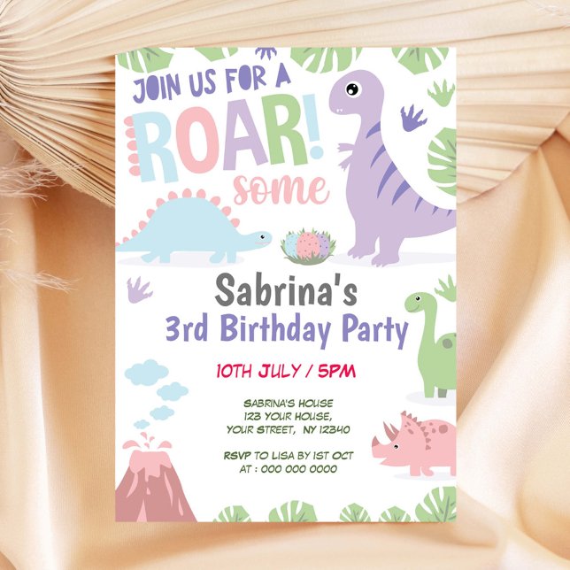 Dinosaur Invitation d'anniversaire fille (Créateur téléchargé)