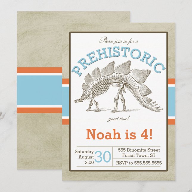 Dinosaur Invitation Dino Invitation (Devant / Derrière)
