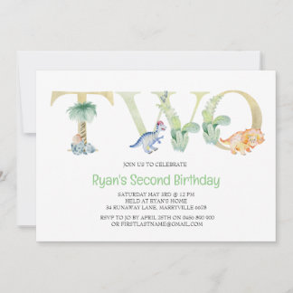 Dinosaur Invitation pour le deuxième anniversaire