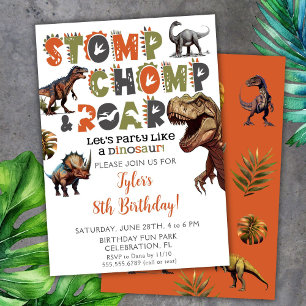 Dinosaur Invitations Anniversaire Boy Dino Typogra