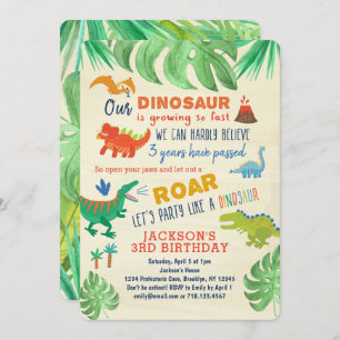 Dinosaur Invitations Anniversaire Garçons Dinosaur